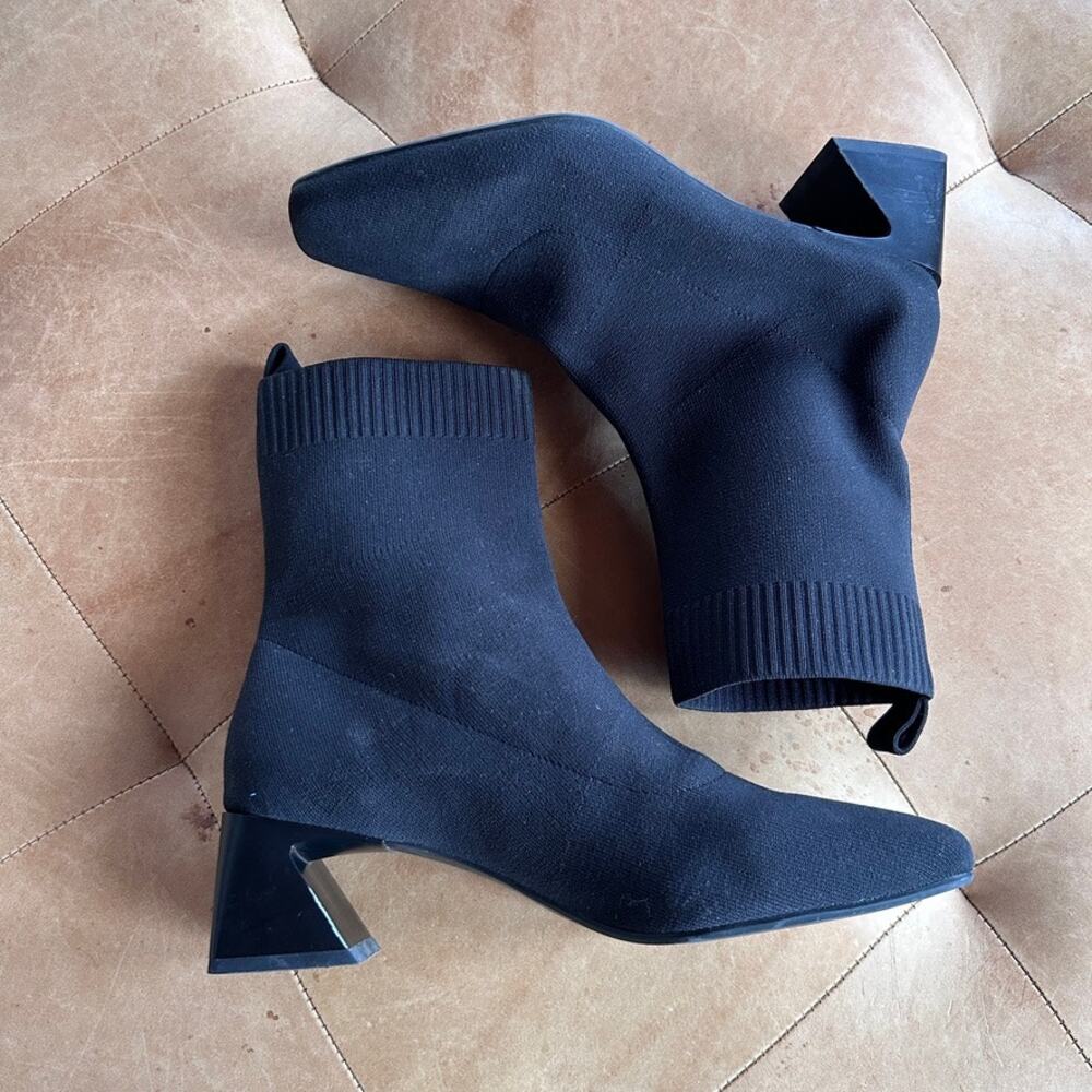 VIVAIA Sock Ankle Boots Sculptural Heel Minimalist Modernist Black EU43 Women 12